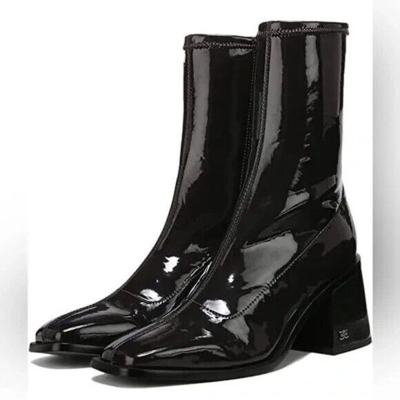 Sam Edelman Wells Slate Purple Stacked Block Heel Squared Toe Ankle Boot Sz 6 - Picture 2 of 9